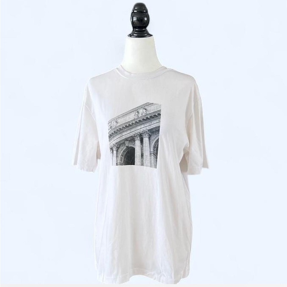 Oak + Fort New York Library  US White Preppy Prep Graphic T-Shirt Unisex XS